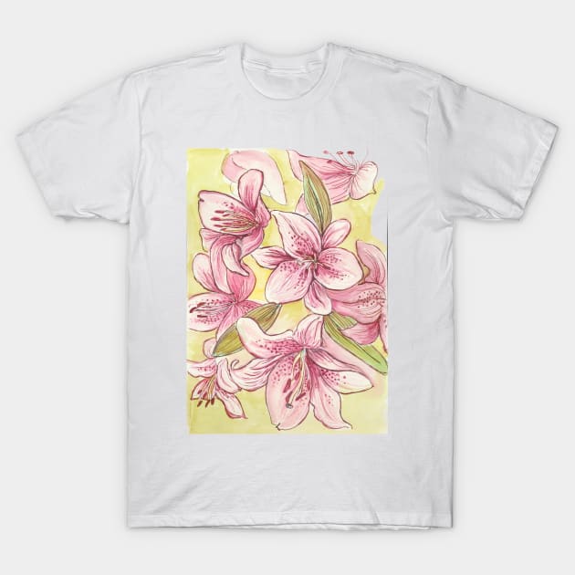 Lilies Bouquet T-Shirt by astrongwater